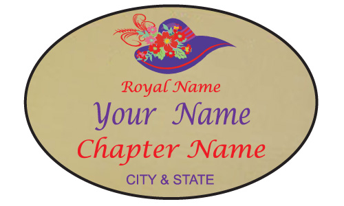 Gold Oval name Badge Artwork 125 Purple 